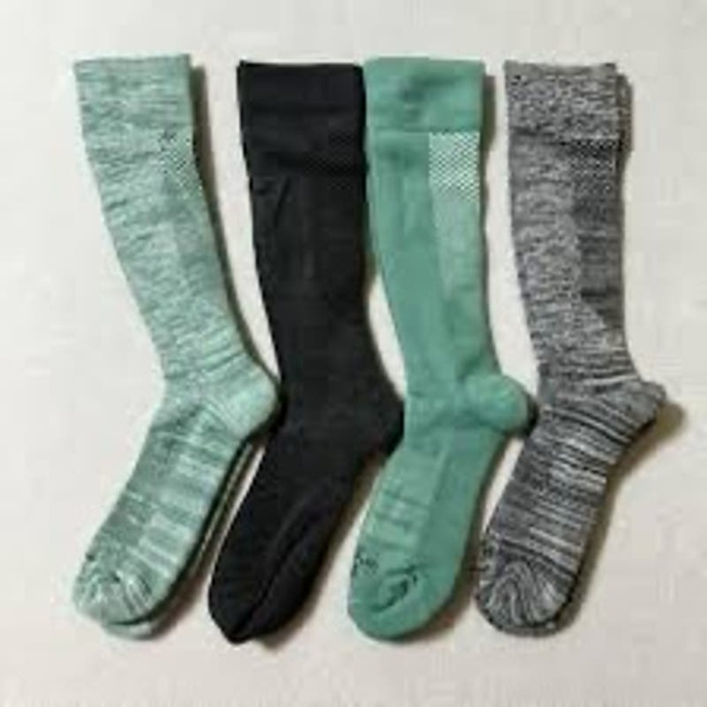 TOMMIE COPPER Compression Over-the-Calf Socks Gray-Jade Green 4 -Pack Size Small